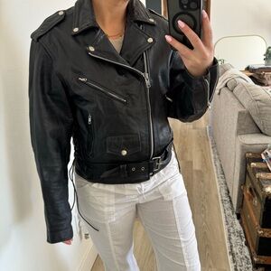 Interstate leather Classic Black Leather Biker Jacket